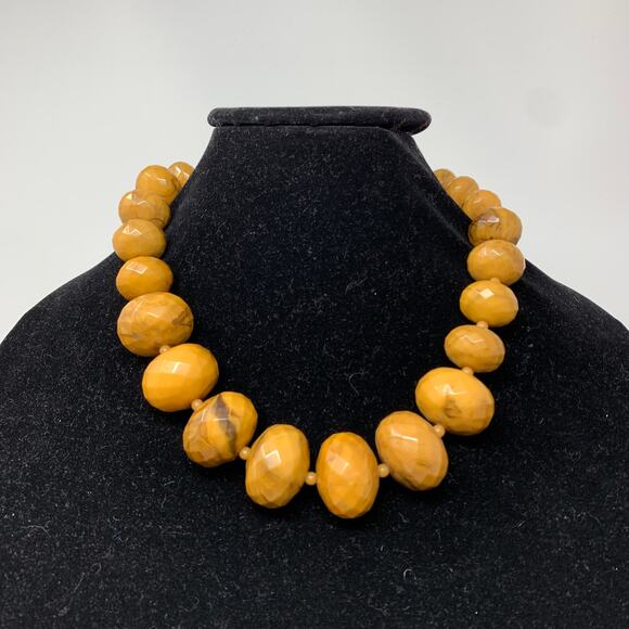 Anthropologie Short Necklace Butterscotch Colored Faceted Beads - Picture 2 of 5